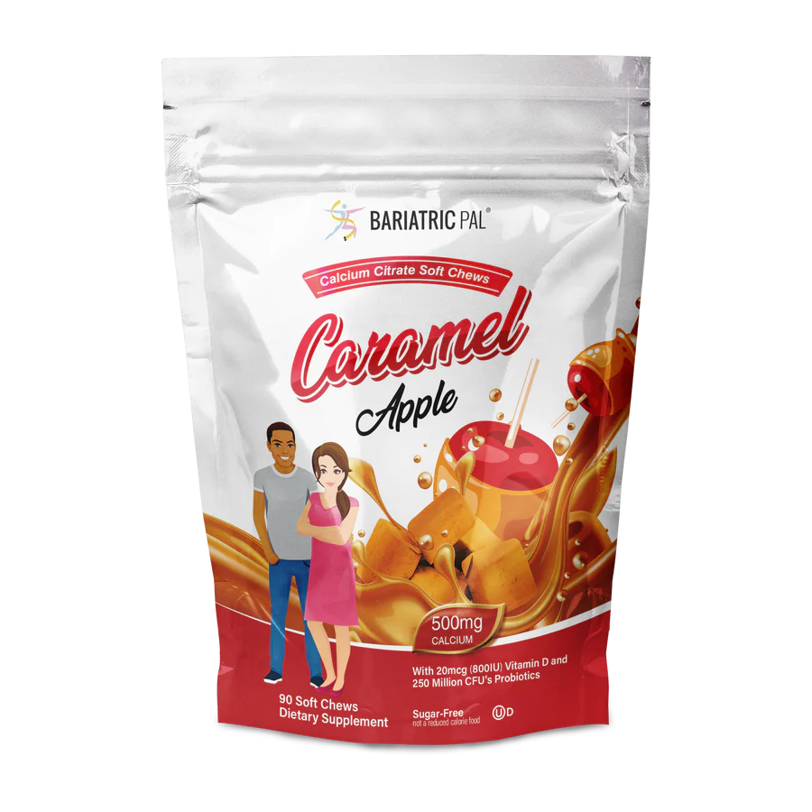BariatricPal Calcium Citrate - Caramel Apple 500 mg, 90 Soft Chews | With Vitamin D3 & Probiotics