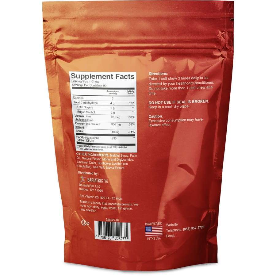 BariatricPal Calcium Citrate - French Vanilla Caramel 500 mg, 90 Soft Chews | With Vitamin D3 & Probiotics – product photo