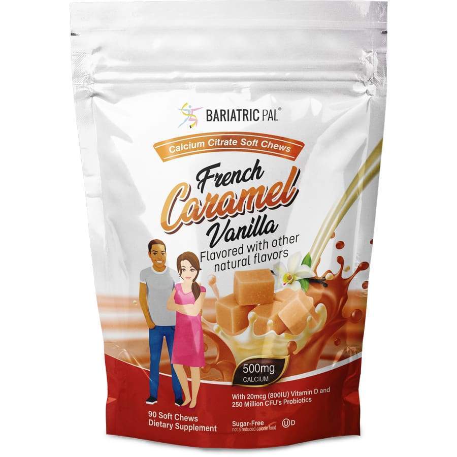BariatricPal Calcium Citrate - French Vanilla Caramel 500 mg, 90 Soft Chews | With Vitamin D3 & Probiotics