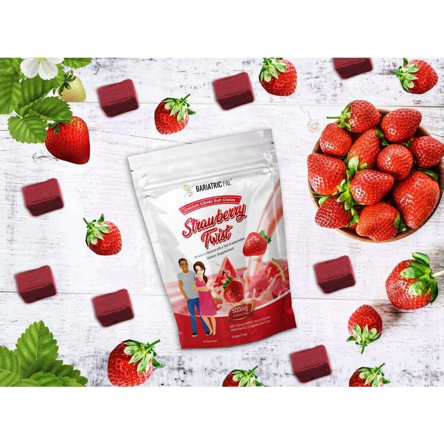 BariatricPal Calcium Citrate - Strawberry Watermelon Twist 500 mg, 90 Soft Chews | With Vitamin D3 & Probiotics – product photo