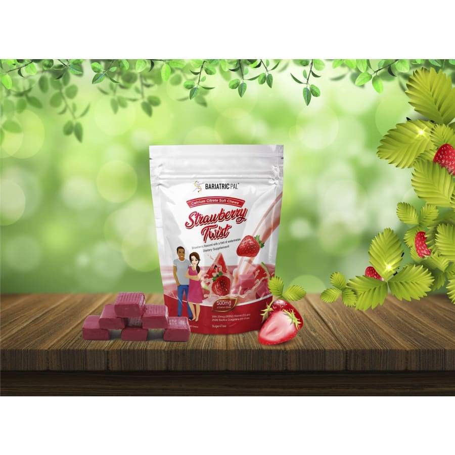 BariatricPal Calcium Citrate - Strawberry Watermelon Twist 500 mg, 90 Soft Chews | With Vitamin D3 & Probiotics – product photo