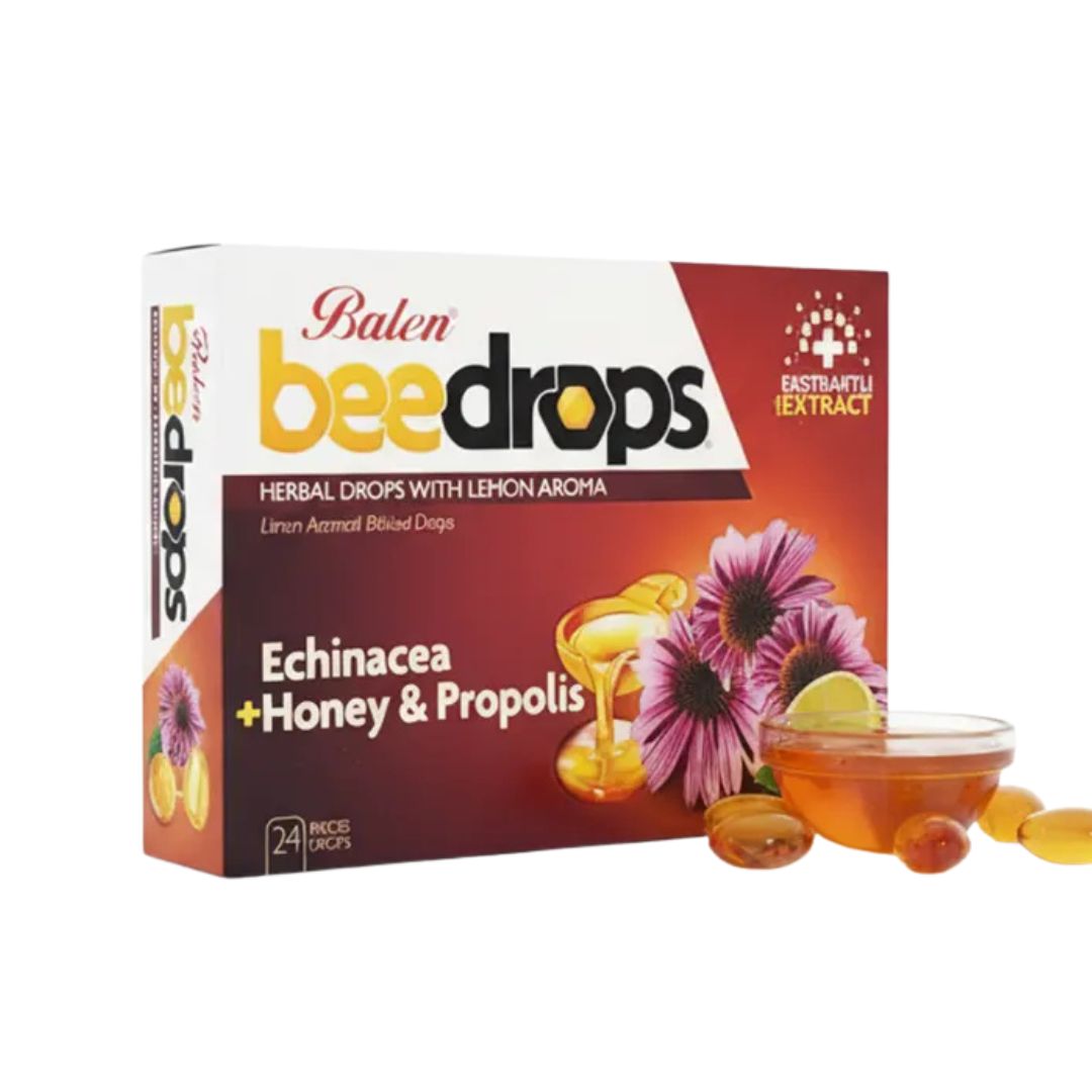 BeeDrops Echinacea, Honey & Propolis Herbal Lozenges (Lemon), 24 Lozenges