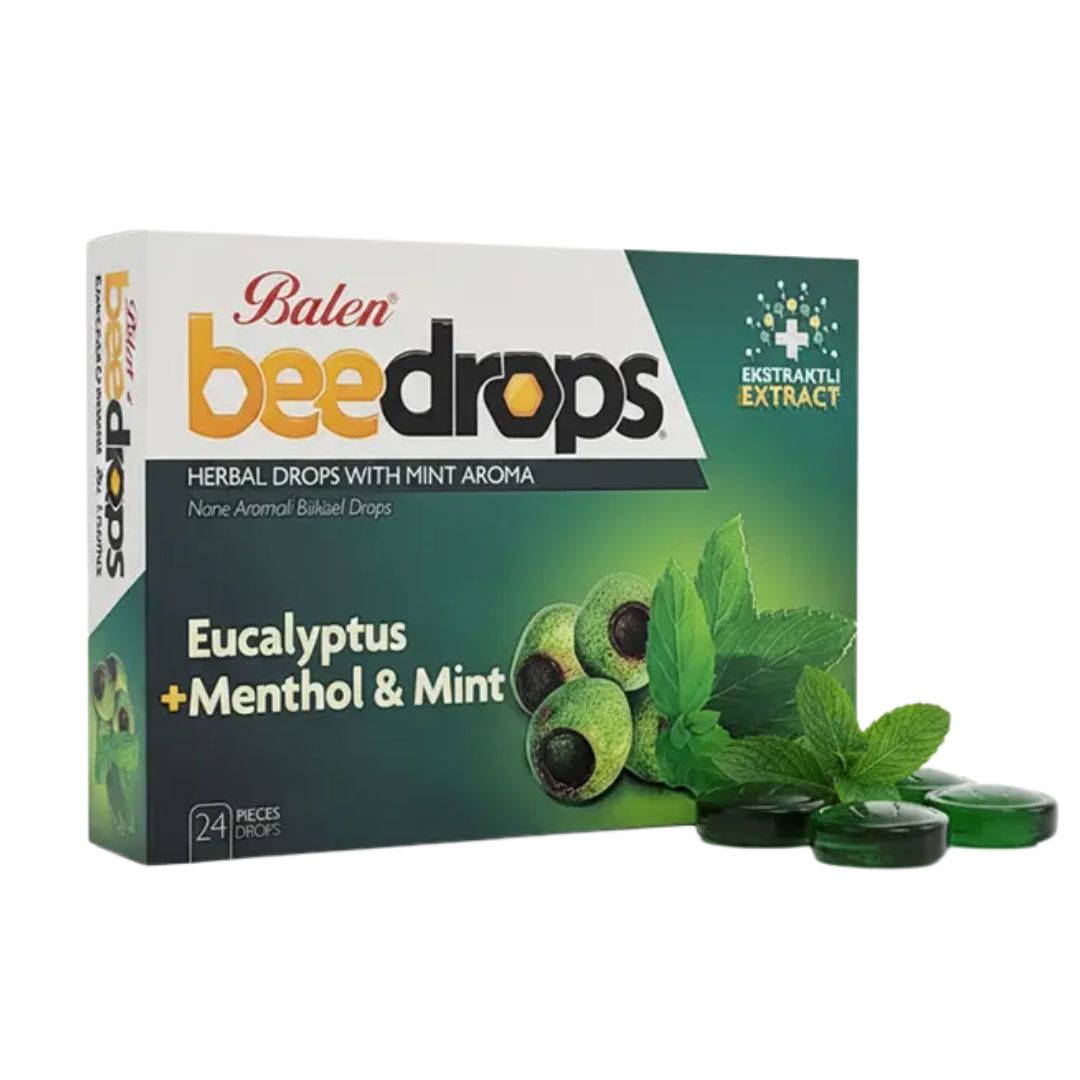 BeeDrops Eucalyptus, Menthol & Mint Herbal Lozenges (Mint), 24 Lozenges
