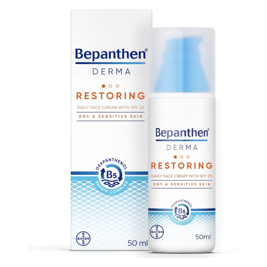 Bepanthen Derma Restoring Daily Face Cream SPF25 50ml | Hydrating Face Cream SPF25