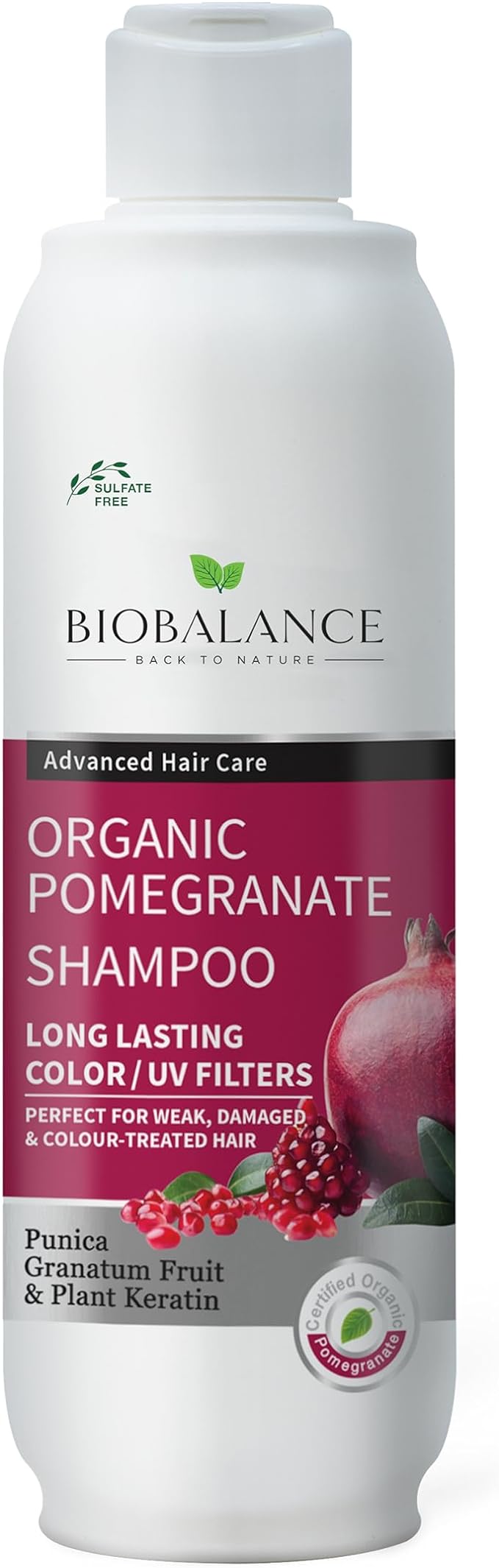 Biobalance Organic Pomegranate Shampoo 330ml | Colour Care & Nourishment – product photo
