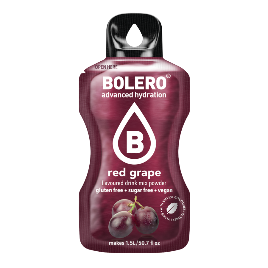 Bolero Advanced Hydration Red Grape, 12 Sachets | Sugar-Free Drink Mix, Makes 1.5 L