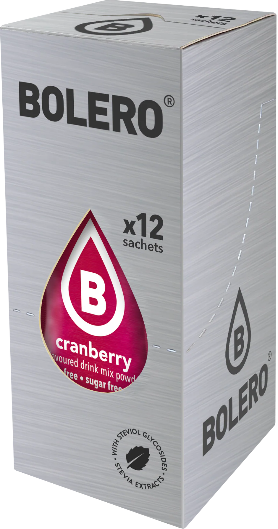 Bolero Cranberry, 12 Sachets | Sugar-Free Drink Mix with Stevia, Makes 1.5 L – product photo