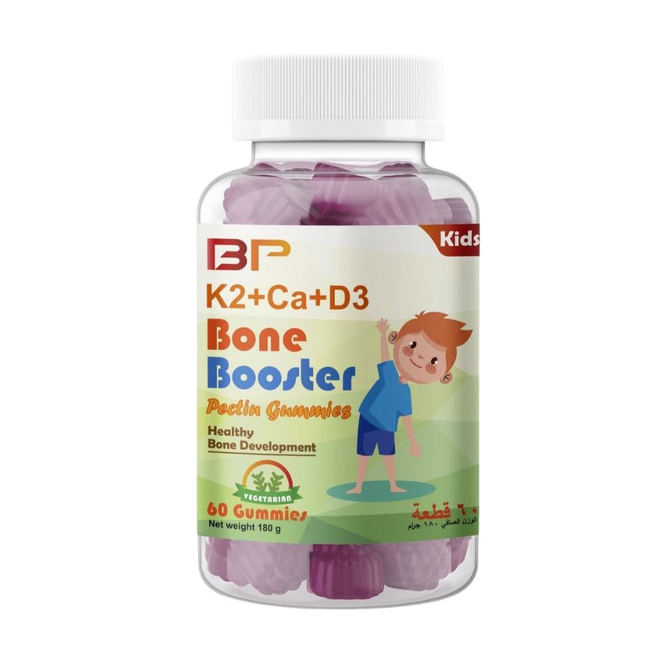 BP K2 + Ca + D3 Bone Booster, 60 Gummies | Calcium, Vitamin D3 and Vitamin K2 Gummies for Kids