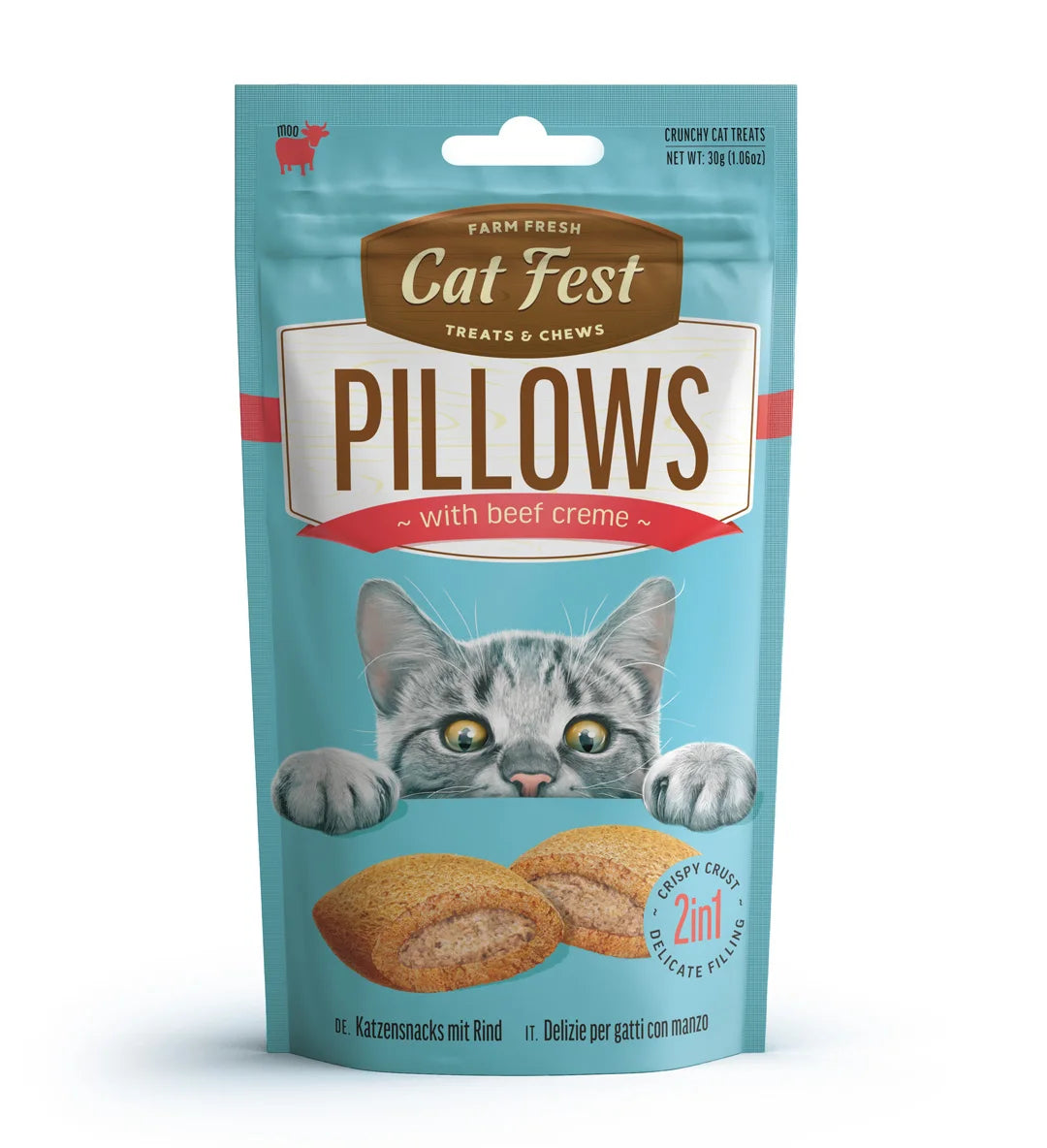 Cat Fest Pillows with Beef Cream Cat Treats 30g | Crispy Pillows, Beef Cream Filling