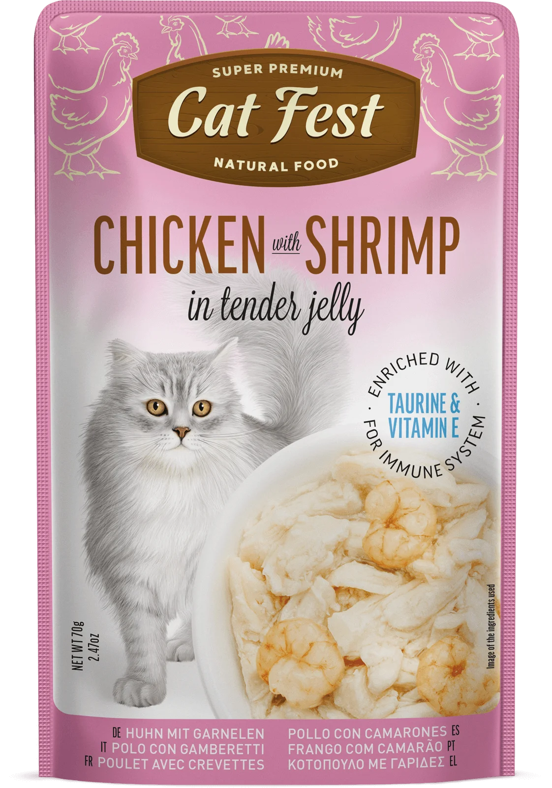 Cat Fest Chicken with Shrimp in Tender Jelly Wet Cat Food 70g 6-Pack | Chicken and Shrimp in Tender Jelly
