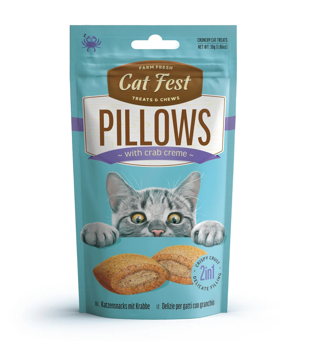 Cat Fest Pillows with Crab Cream Cat Treats 30g | Crispy Pillows, Crab Cream Filling