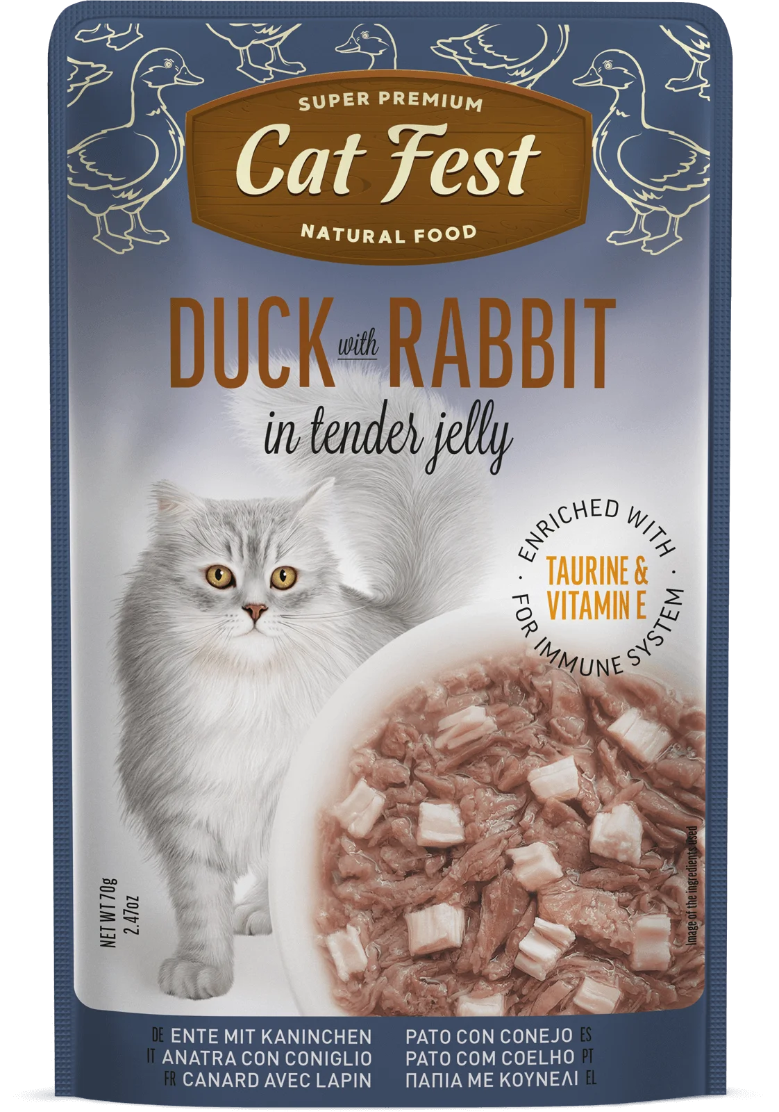 Cat Fest Duck with Rabbit in Tender Jelly Wet Cat Food 70g 6-Pack | Duck and Rabbit in Tender Jelly