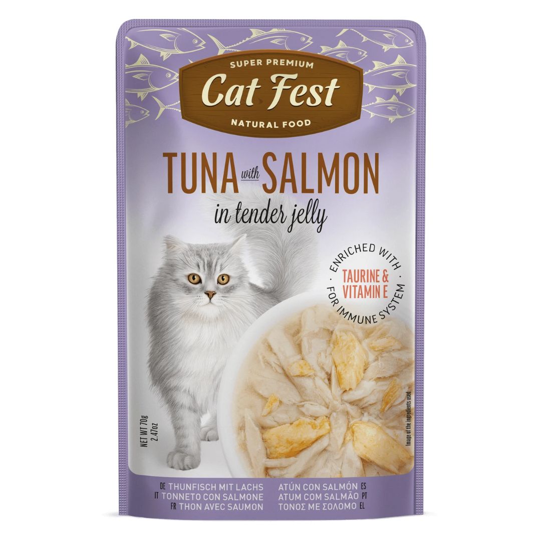 Cat Fest Tuna with Salmon in Tender Jelly Wet Cat Food 70g 6-Pack | Tuna and Salmon in Tender Jelly