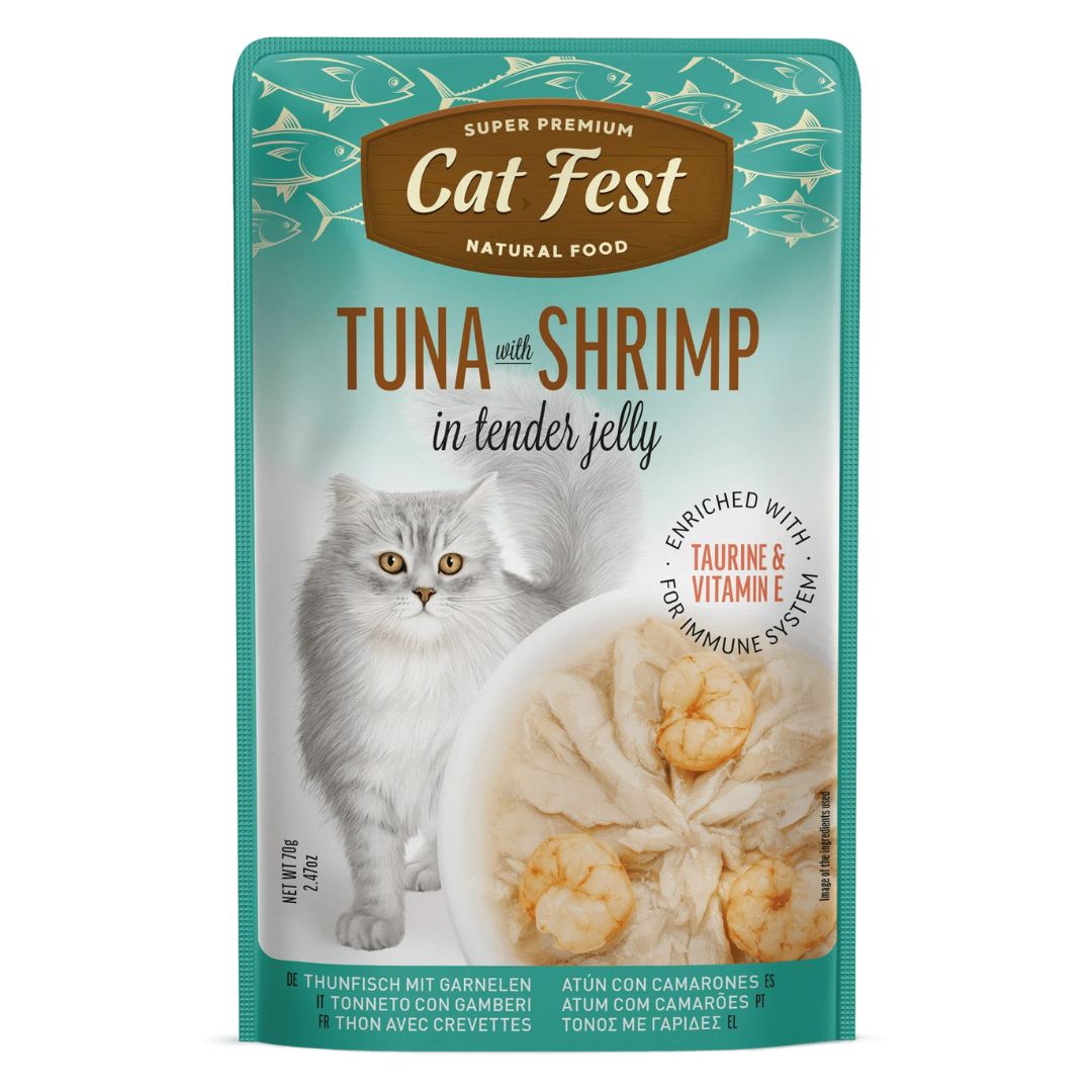 Cat Fest Tuna with Shrimp in Tender Jelly Wet Cat Food 70g 6-Pack | Tuna and Shrimp in Tender Jelly