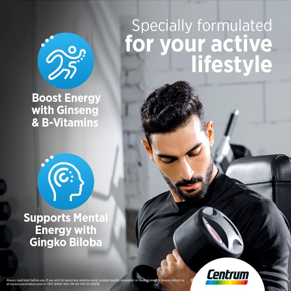 Centrum Energy, 100 Tablets | Multivitamin with B Vitamins, Ginseng & Ginkgo – product photo