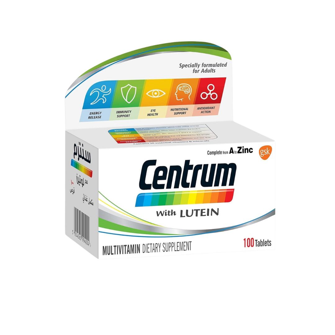 Centrum With Lutein, 100 Tablets | Daily Multivitamin with Lutein