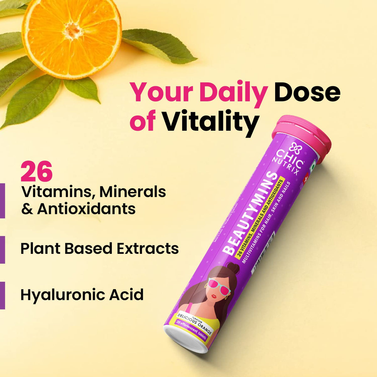 Chic Nutrix Beautymins Multivitamin for Women, 20 Effervescent Tablets – product photo