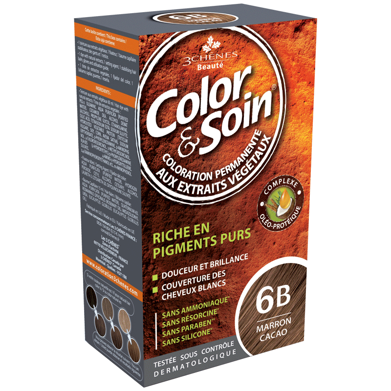 Color & Soin Permanent Hair Colour 6B Cocoa Brown Kit 135ml