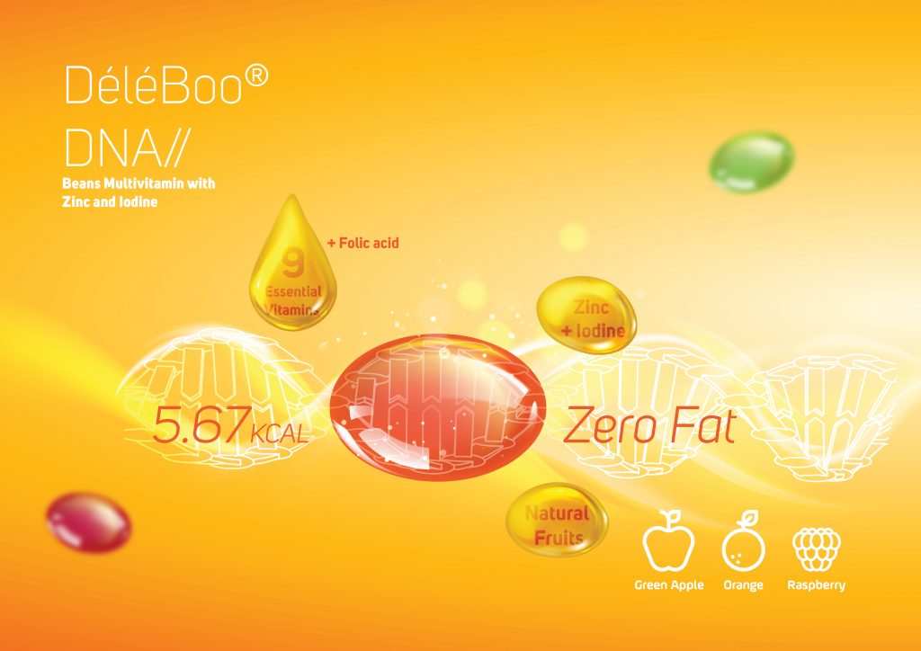 DéléBoo Multivitamin Beans with Zinc and Iodine (Green Apple), 90 Gummies – product photo