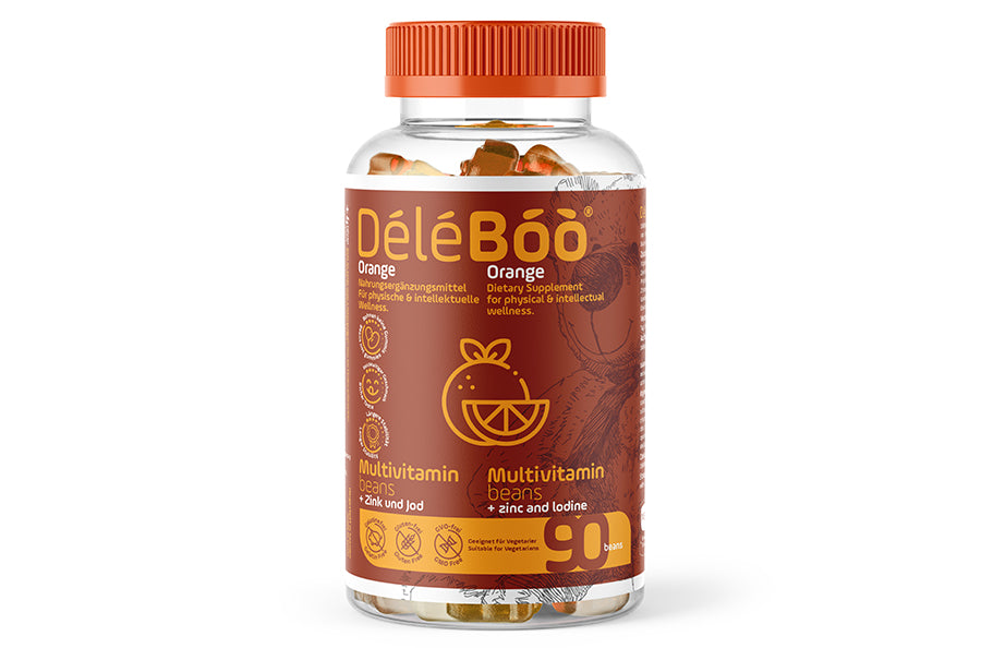 DéléBoo Multivitamin Beans with Zinc and Iodine (Orange), 90 Gummies