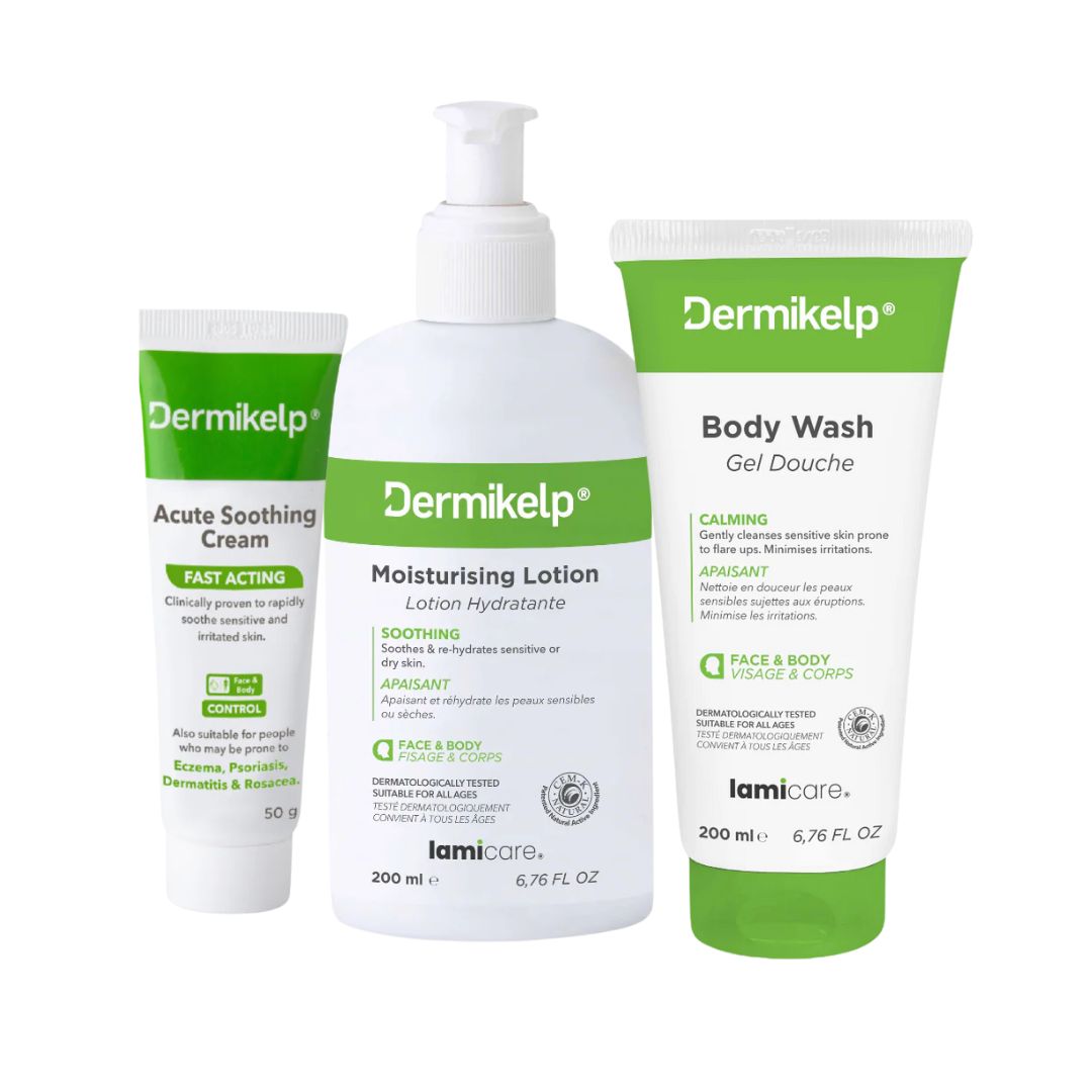 Dermikelp® Skin Care Bundle (Body Wash - 200ml | Moisturising Lotion - 200ml | Acute Soothing Cream - 50gm)