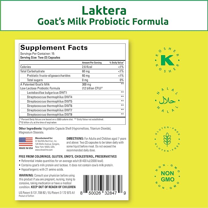 Dr WellMe Laktera Goat's Milk Probiotic | 30 Capsules – product photo