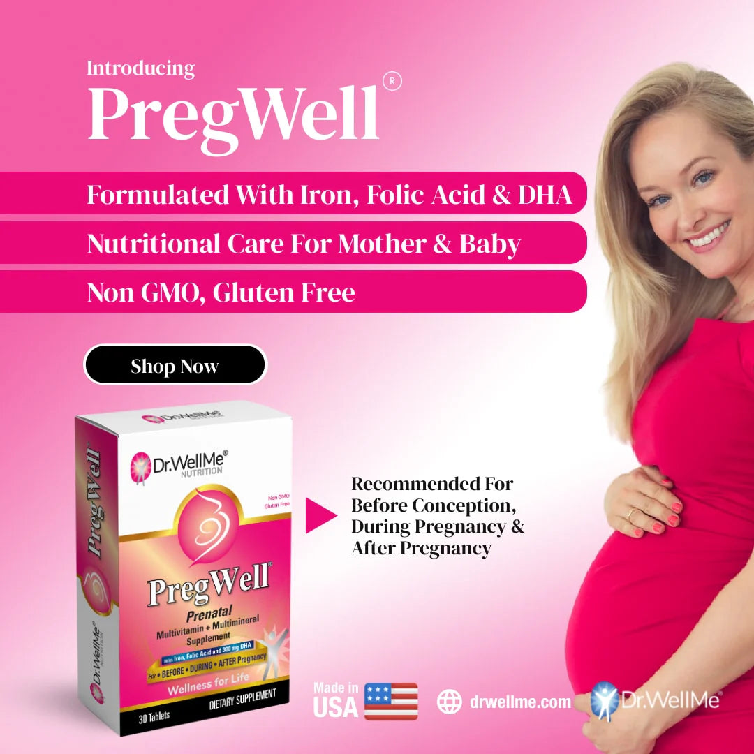 Dr WellMe PregWell Prenatal Multivitamin With DHA | 30 Tablets – product photo