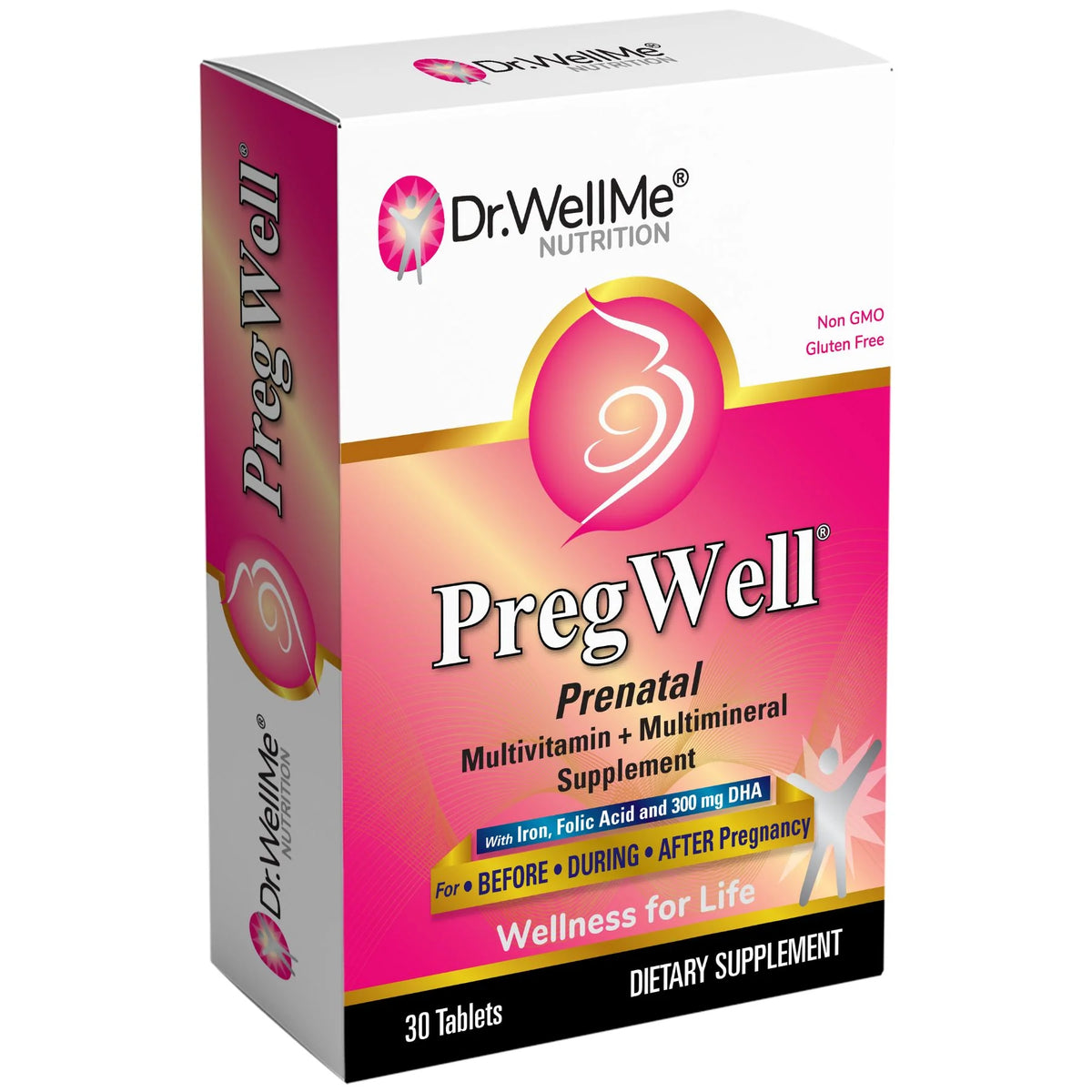 Dr WellMe PregWell Prenatal Multivitamin With DHA | 30 Tablets