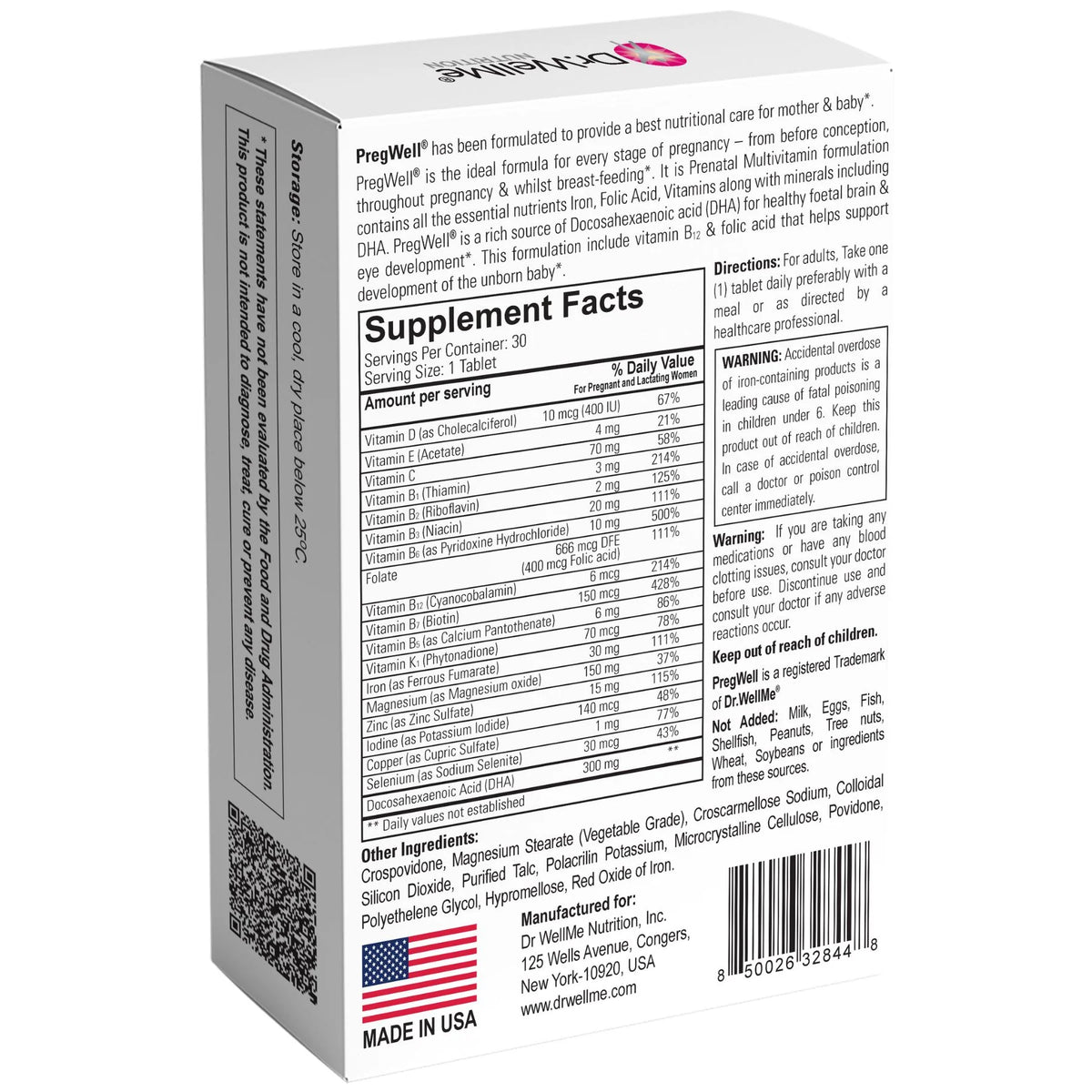 Dr WellMe PregWell Prenatal Multivitamin With DHA | 30 Tablets – product photo