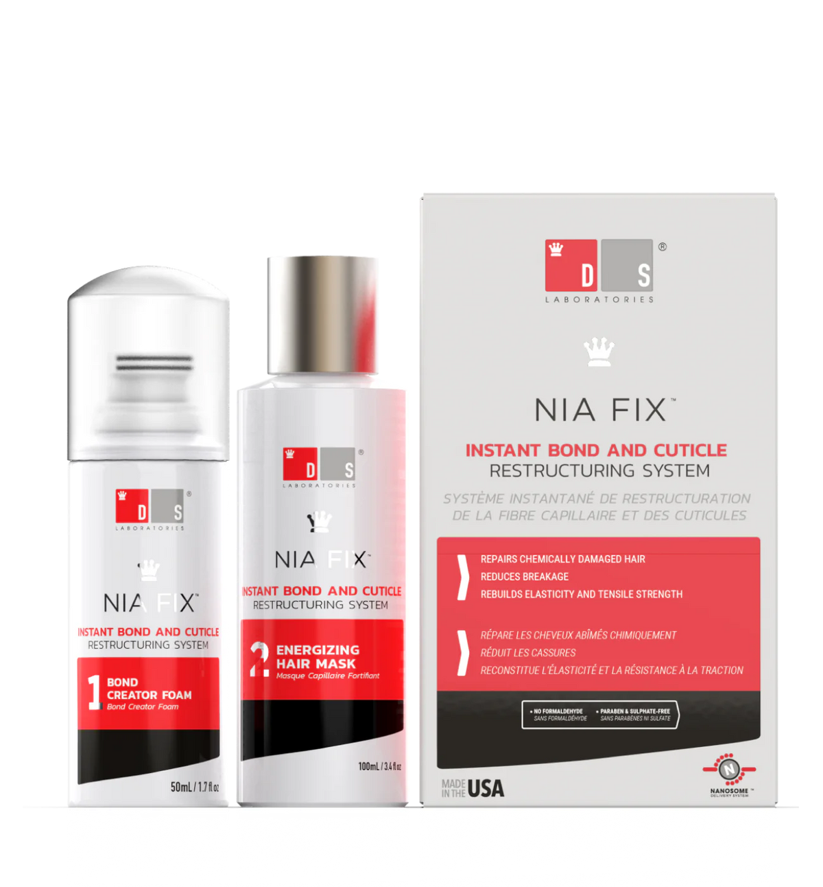 DS Laboratories Nia Fix Bond & Cuticle Restructuring System Hair Treatment Kit