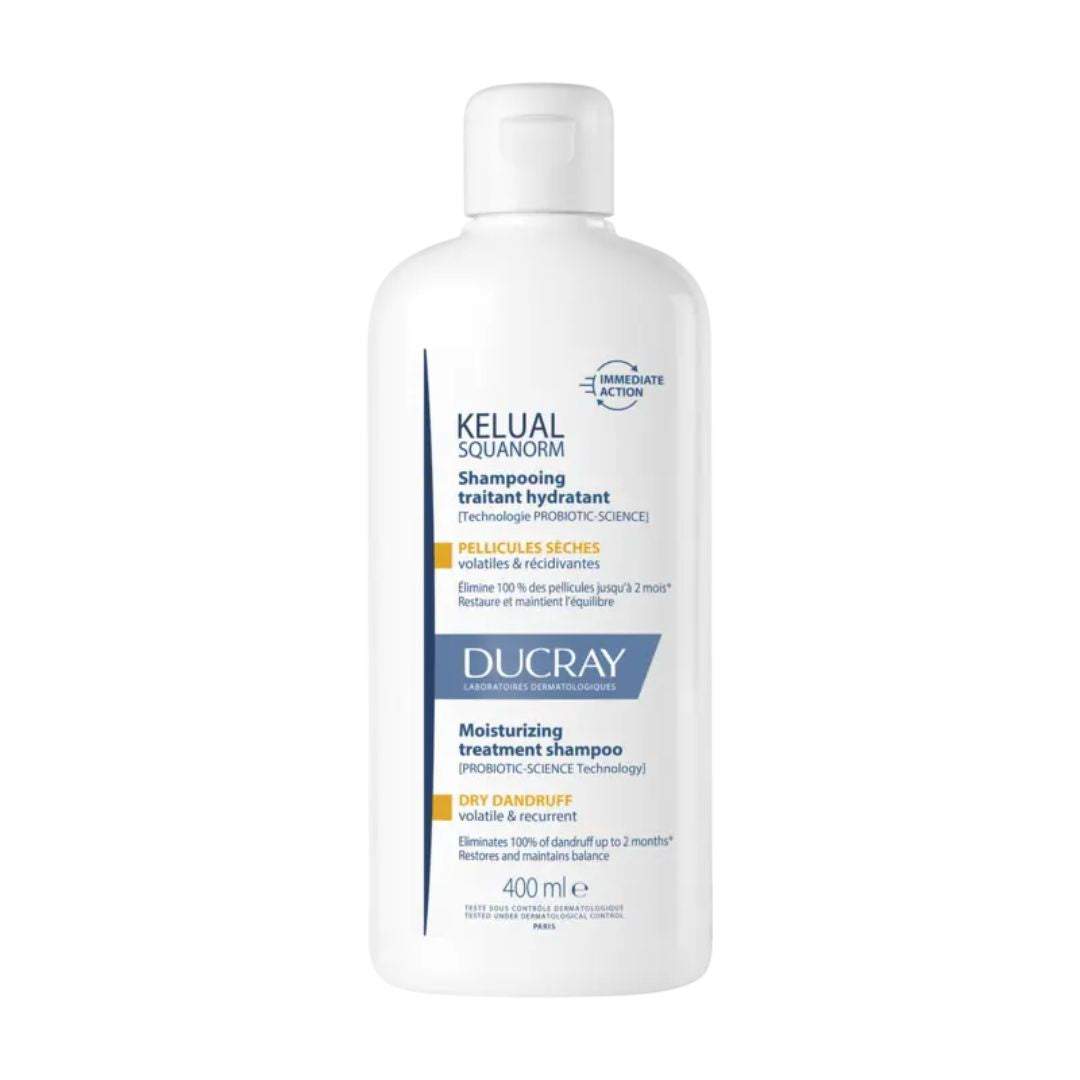 Ducray Kelual Squanorm Moisturizing Treatment Shampoo for Dry Dandruff 200ml | Hydrating Dry Dandruff Care