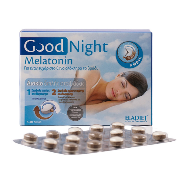 Eladiet Good Night Melatonin 1 mg, 30 Tablets – product photo