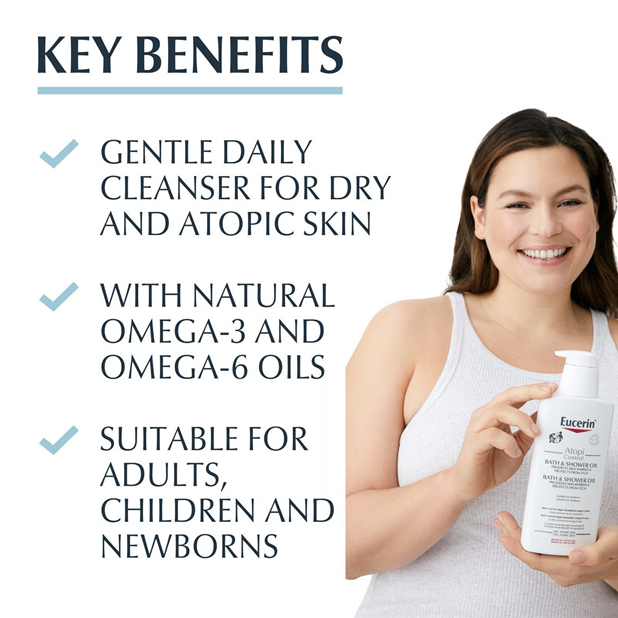 Eucerin AtopiControl Bath and Shower Oil 400ml | Soothing Oil Cleanse – product photo