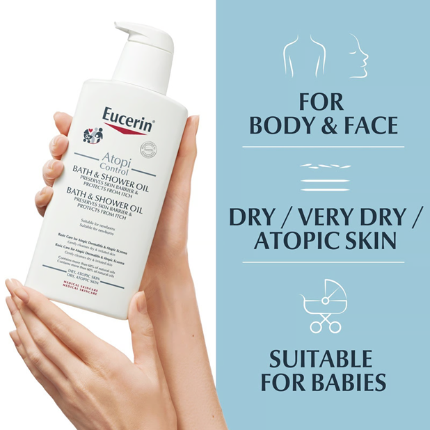 Eucerin AtopiControl Bath and Shower Oil 400ml | Soothing Oil Cleanse – product photo