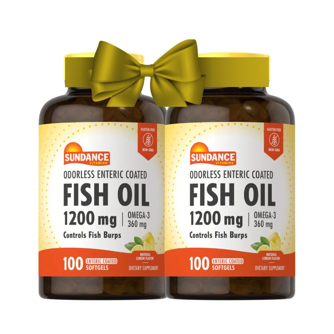 Fish Oil 1200 mg - OMEGA-3 360 MG - 100 Odorless Enteric Coated Softgels (2 Packs Offer)
