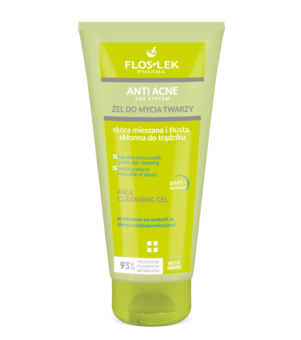 Floslek Anti Acne 24h System Face Cleansing Gel 200ml | Deep Cleansing For Oily Skin