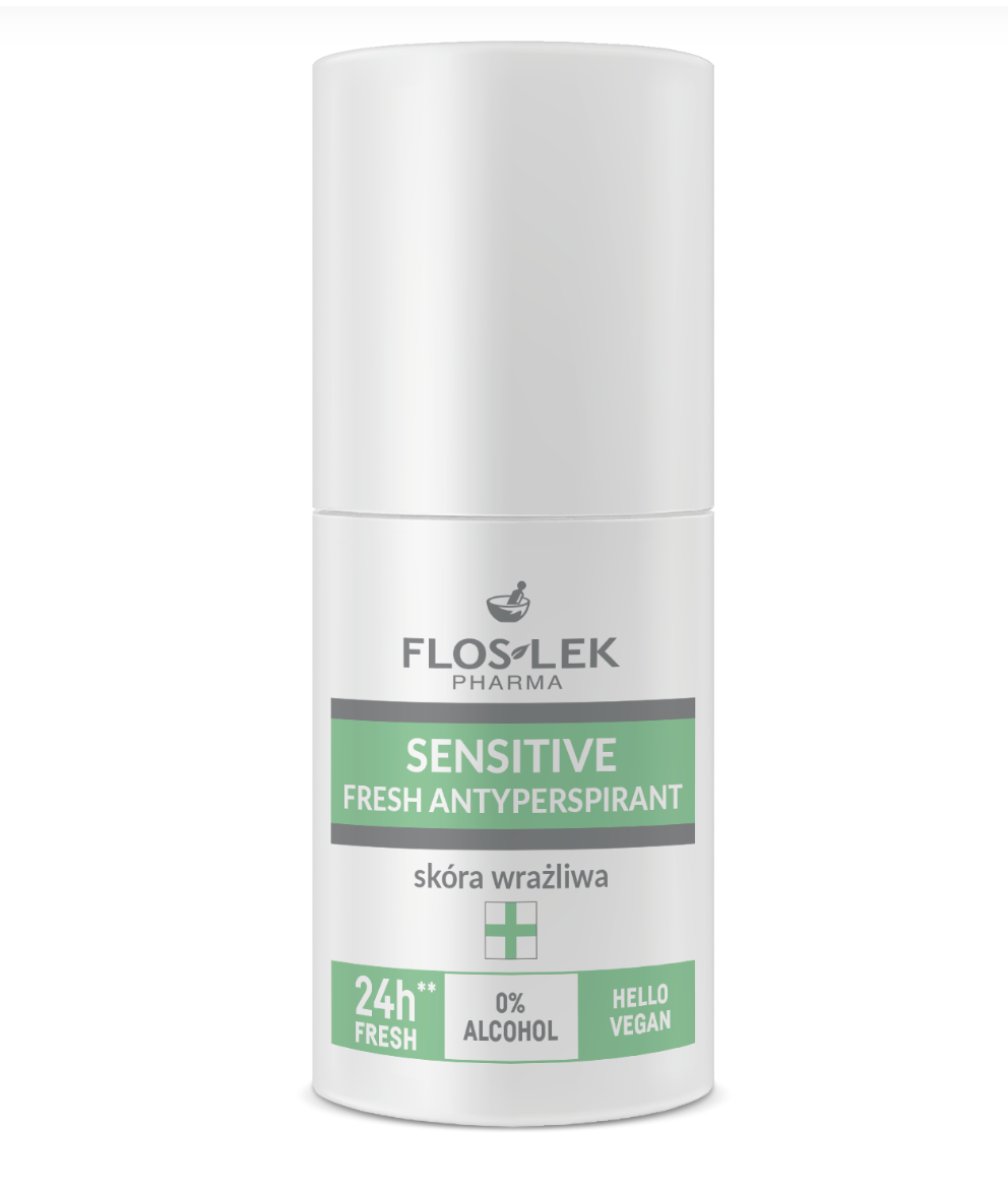 Floslek Fresh Antiperspirant Deo Roll-On for Sensitive Skin 50ml | 12h Freshness, Alcohol-Free