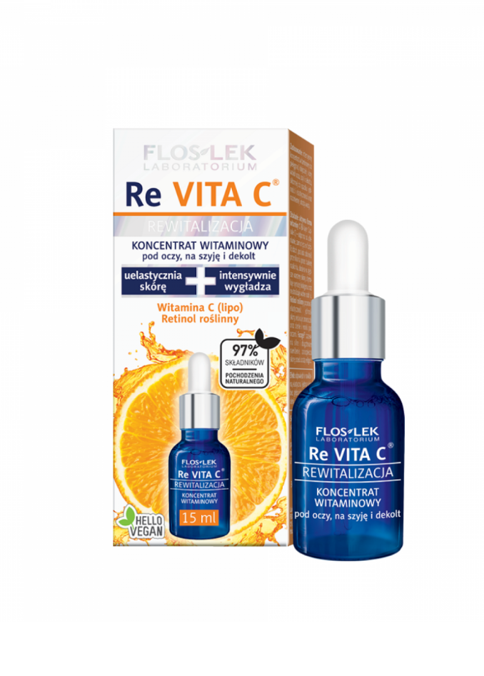 Floslek ReVita C Vitamin Concentrate for Eyes, Neck & Neckline 15ml | Vitamin Boost For Eyes