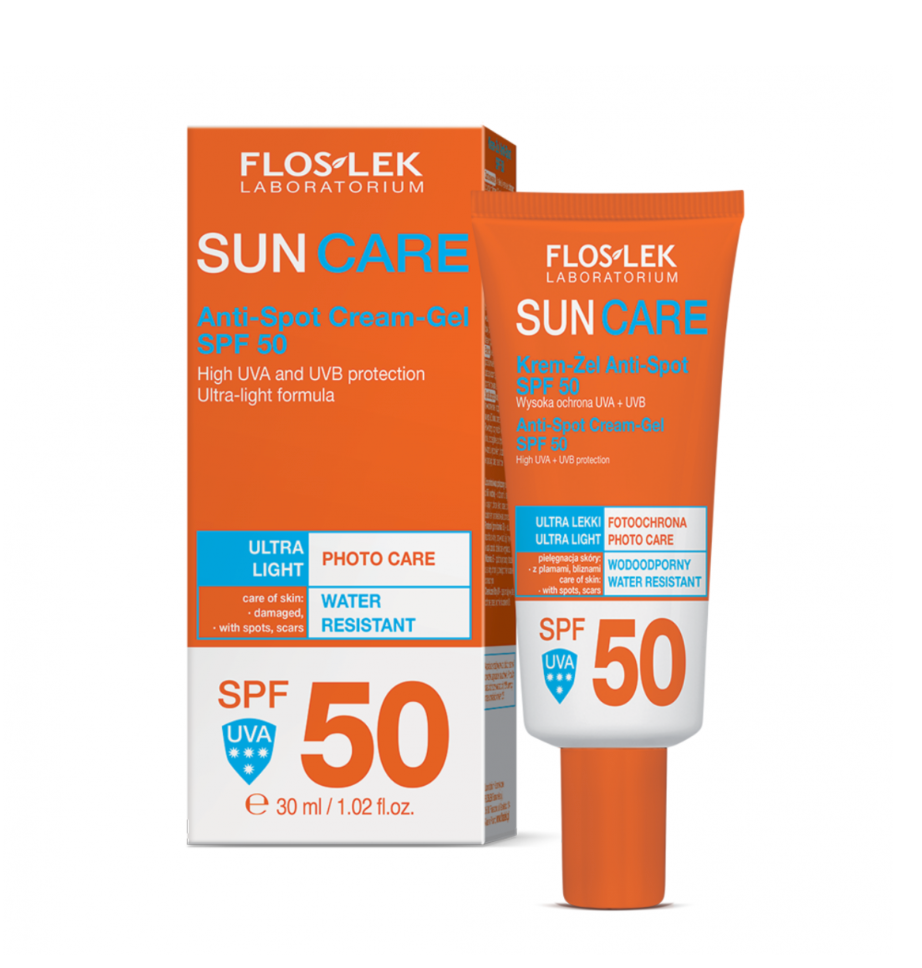 Floslek Sun Care Anti-Spot Cream-Gel SPF 50 30ml | Ultra-Light Anti-Spot SPF 50