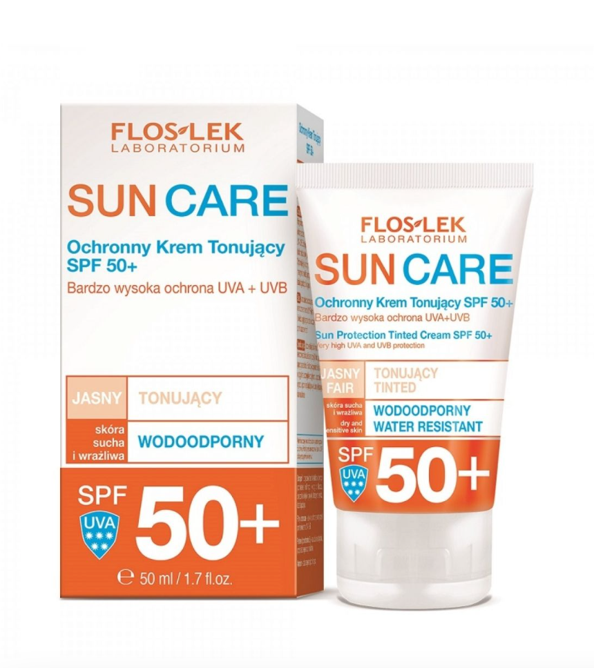 Floslek Sun Care Tinted Cream SPF 50+ (Dry Skin) 50ml | Tinted SPF 50+ for Dry Skin