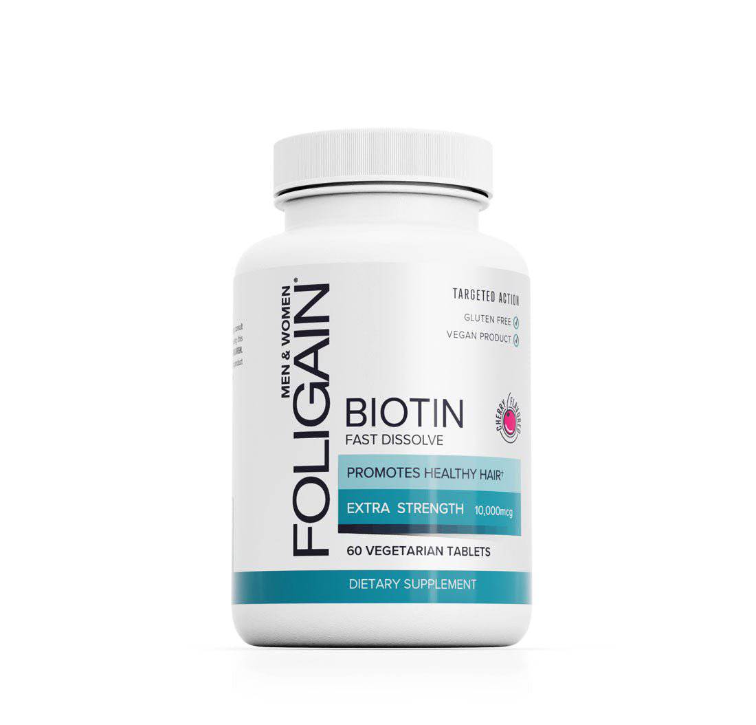 Foligain Biotin Supplement (Fast Dissolve) 10,000 mcg, 60 Tablets