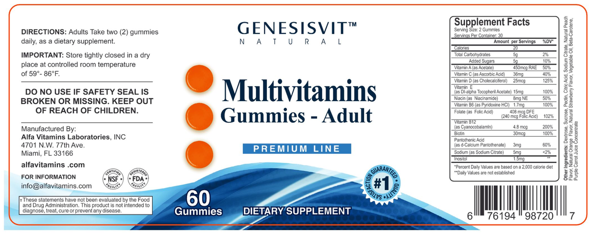 GenesisVit Multivitamin Adults, 60 Gummies – product photo