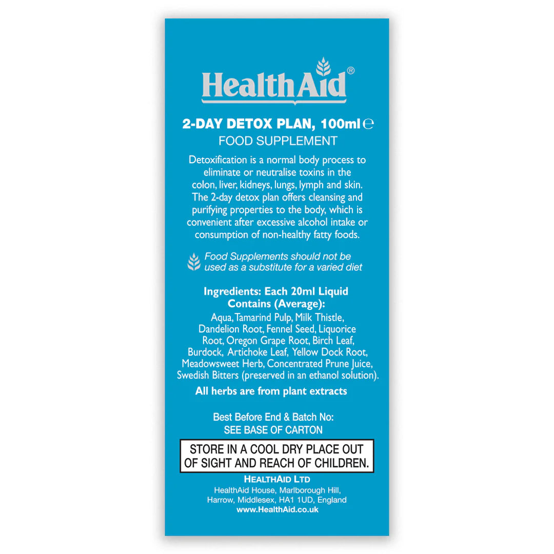 Health Aid 2-Day Detox Plan, 100ml | Herbal Liquid Blend with Milk Thistle & Dandelion – product photo