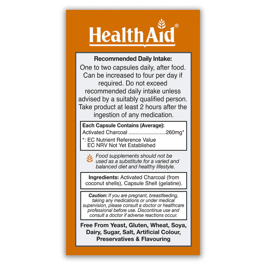 Health Aid Gastone Activated Charcoal, 60 Capsules | Activated Coconut Shell Charcoal – product photo