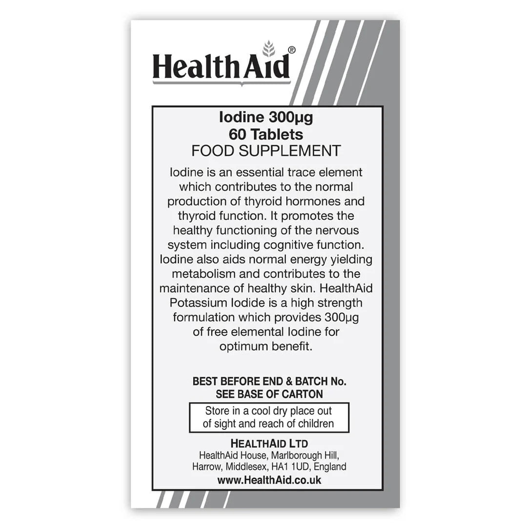 Health Aid Iodine 300µg 300 µg, 60 Tablets | Iodine for Normal Thyroid Function – product photo