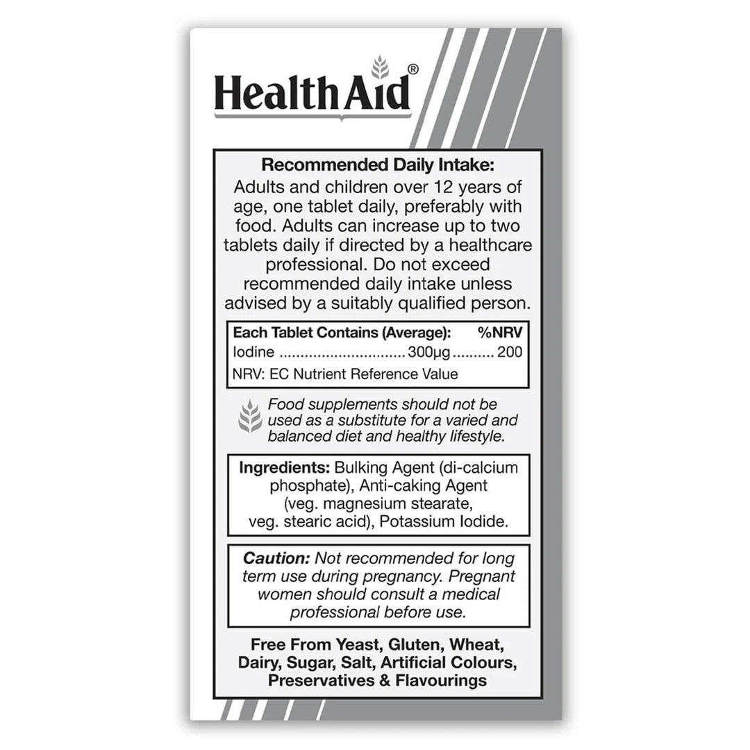 Health Aid Iodine 300µg 300 µg, 60 Tablets | Iodine for Normal Thyroid Function – product photo