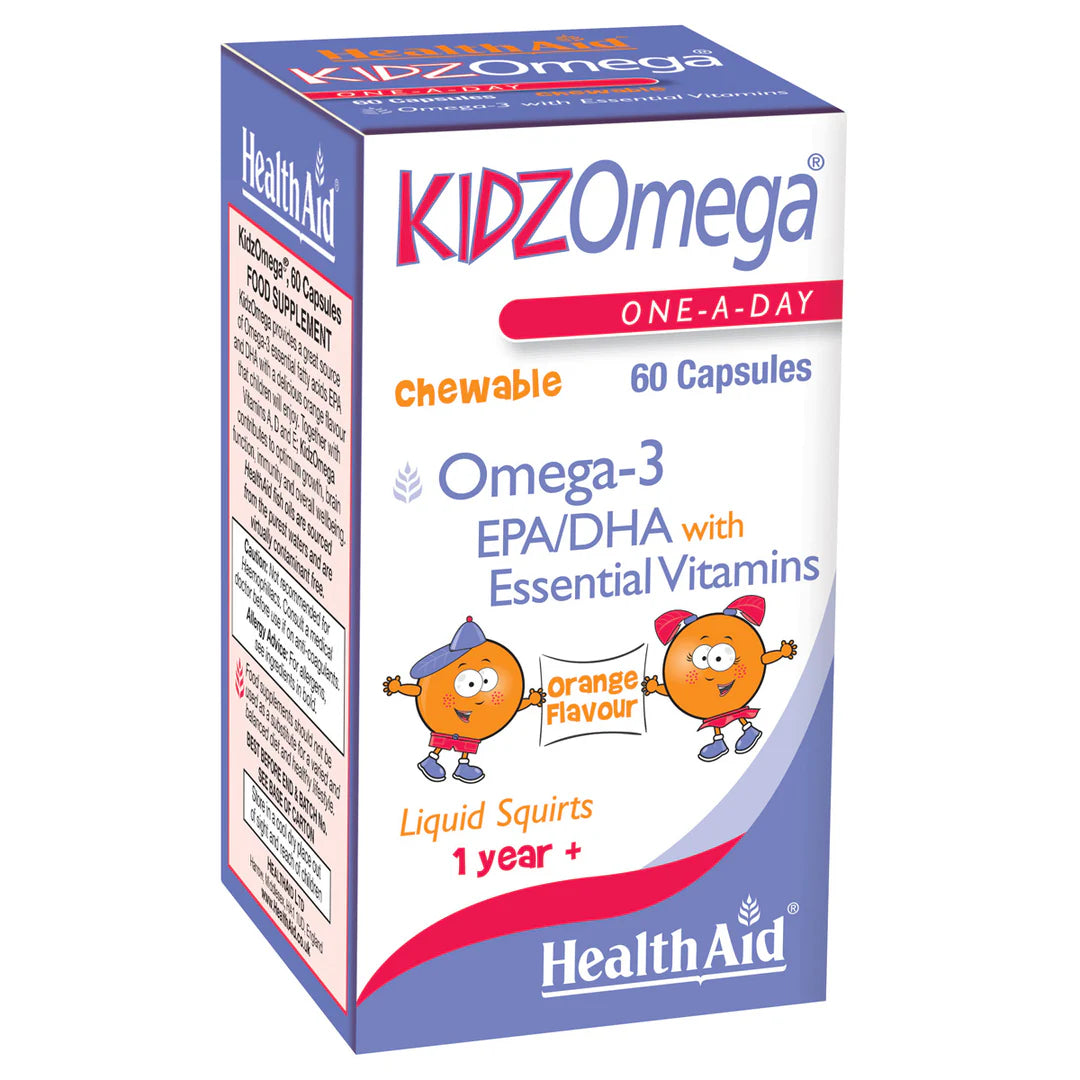Health Aid KidzOmega, 60 Chewable Capsules | Kids Omega-3 Fish Oil with Vitamins A, D & E