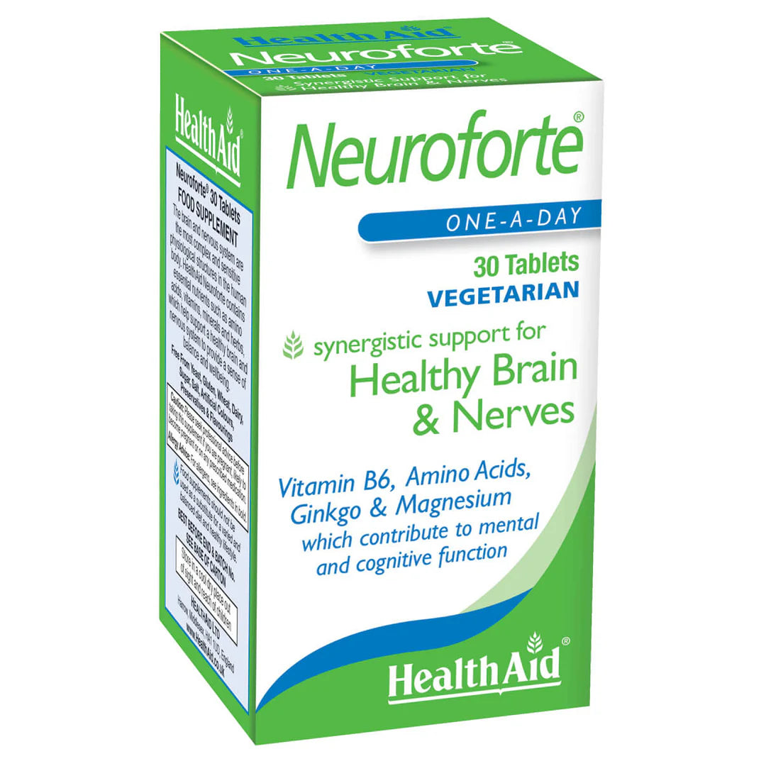 Health Aid NeuroForte, 30 Tablets | Amino Acids, Vitamins & Ginkgo Blend