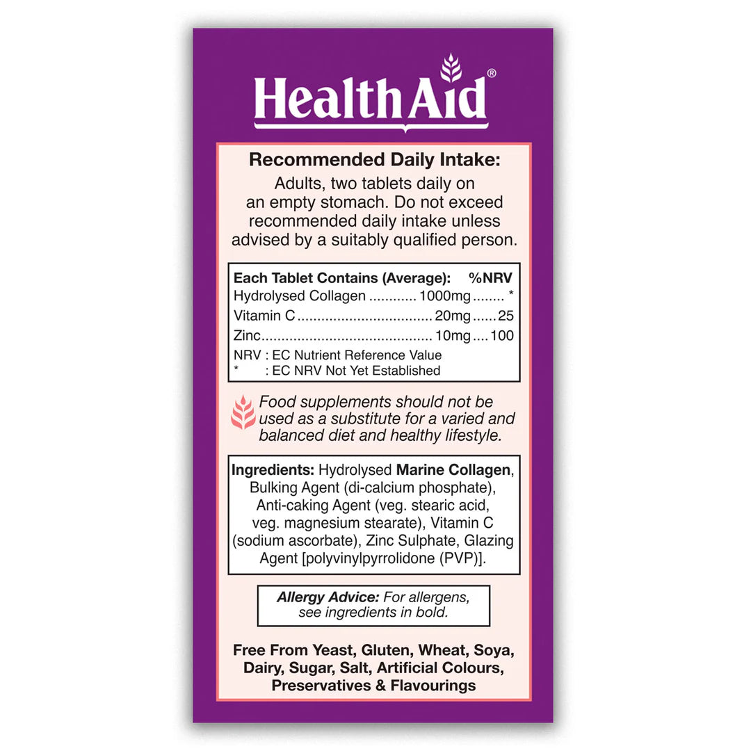 Health Aid Radiance Hydrolysed Collagen, 60 Tablets | Hydrolysed Marine Collagen with Vitamin C & Zinc – product photo