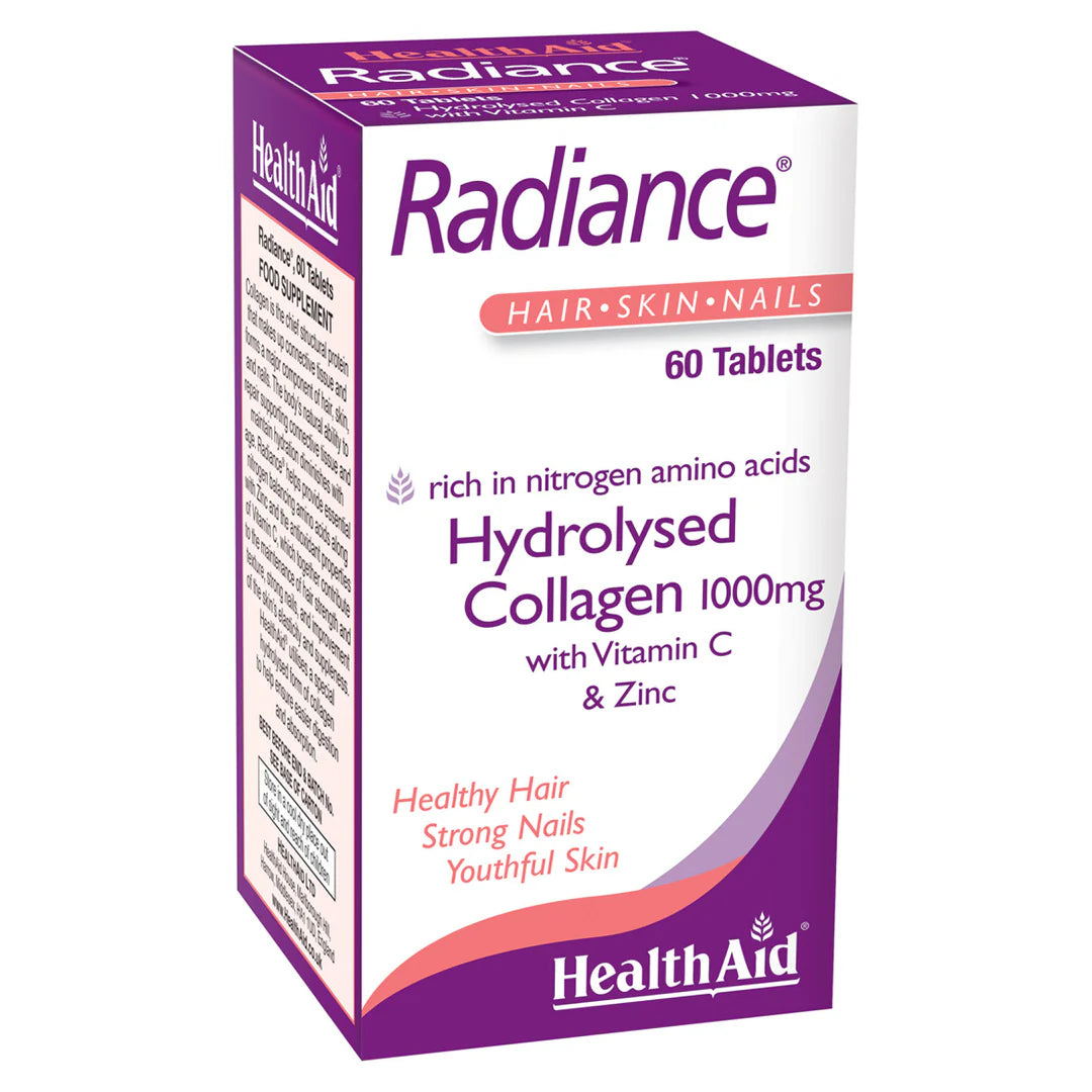 Health Aid Radiance Hydrolysed Collagen, 60 Tablets | Hydrolysed Marine Collagen with Vitamin C & Zinc